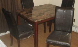 THE FOLLOWING ITEMS ARE FOR SALE.
CHOCOLATE BROWN 5 PIECE FAUX MARBLE DINING SET WITH 4 CHAIRS THE CHAIRS STILL HAVE THE PLASTIC ON THEM- ASKING $400 OR BEST OFFER- 2 MONTHS OLD AND ONLY USED IT NOT MORE THEN 3 TIMES
BROWN DRESSER- ASKING $40 OR BEST