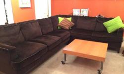 Sectional sofa set for living room, media room, family room.
Seats 6 to 8.
Slightly used. Clean.
Sectional, sturdy wood frame couch. 7.5 feet x 4 feet.
Soft Microfiber
Dark Brown
Modern L shaped slightly used sectional sofa set / couch for sale