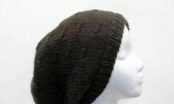 One size fits all. This knit wool oversized beanie hat can be worn by men or women. Great for any hair style, color, type or head size. The color of this hat is olive green wool color. It is made with a soft pure wool yarn. It is a medium thickness, very