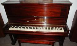 Steinway Upright, Red Mahogany
This 50? Steinway upright piano is stunning, and it is completely restored. New hammers, new strings, new dampers, refinished.
I?m an experienced piano tuner/technician. I?m a craftsman with the highest quality standards,