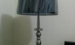 New pair of lamps being sold for $80 or best offer. The shades are a light gray color. Base is dark gray. Will deliver depending on location. Works well for living room or bedroom. The height of these lamps are 21 and a quarter inches tall. See photos.