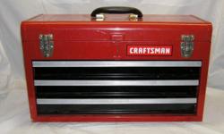 Here is the best news to a new homeowner that needs a starter tool set!!
I am offering a Craftsman's three (3) draw tool box that is used but is in great condition, it was used in my RV so it has very light use, (I needed something bigger) but is does not