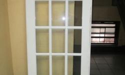 SINGLE FRENCH DOOR-80"HIGH-32"WIDE-NO HARDWARE ATTACHED asking $150.00-all others sold--JUST ONE LEFT
PAINTED WHITE ON ONE SIDE-BLACK ON OTHer
2 MATCHING SLIDING FRENCH DOORS- EACH 80" X 32"
$250.00 EACH